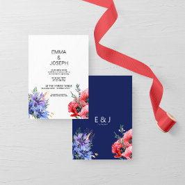 Invitación Summer Meadow Boda moderno azul silvestre
