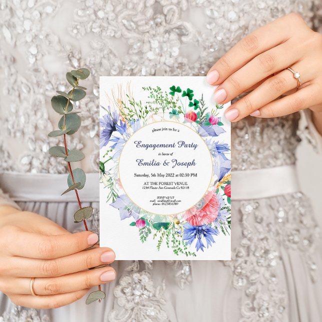 Invitación Summer Meadow Wildflower elegante floral Engagemen (Subido por el creador)