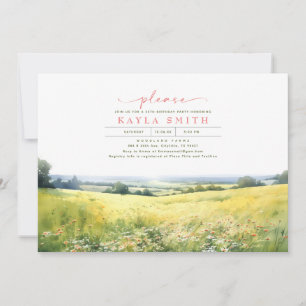 Invitación Summer Meadow y Wildflowers Boho Cumpleaños