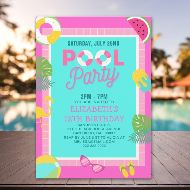 Invitación Summer Pool Birthday Bash Girl (Subido por el creador)