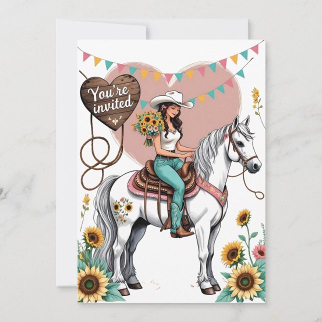Invitación Summer Ride to Forever – Cowgirl Wedding Bliss" (Reverso)
