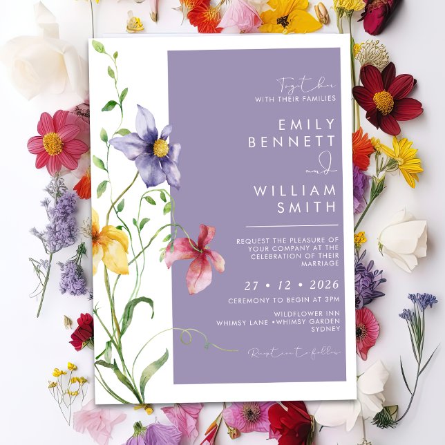 Invitación Summer Romantic Floral Meadow Stylish Wedding (Subido por el creador)