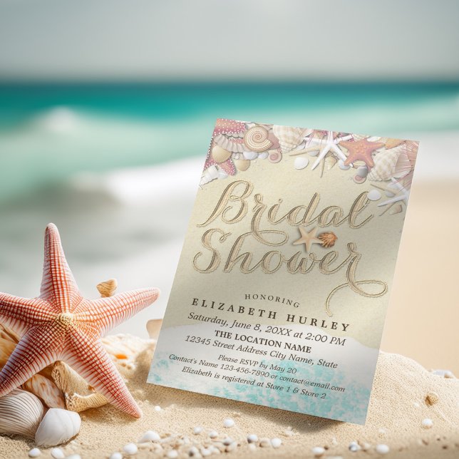Invitación Summer Sandy Beach Wedding Bridal Shower Starfish (Subido por el creador)
