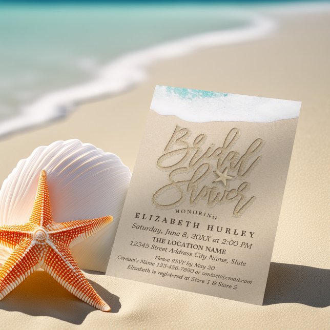 Invitación Summer Sandy Beach Wedding Bridal Shower Starfish (Subido por el creador)