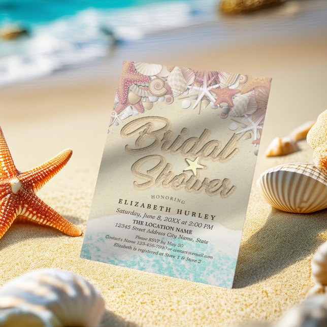 Invitación Summer Sandy Beach Wedding Bridal Shower Starfish (Subido por el creador)