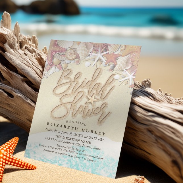 Invitación Summer Sandy Beach Wedding Bridal Shower Starfish (Subido por el creador)