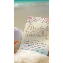 Invitación Summer Sandy Beach Wedding Bridal Shower Starfish