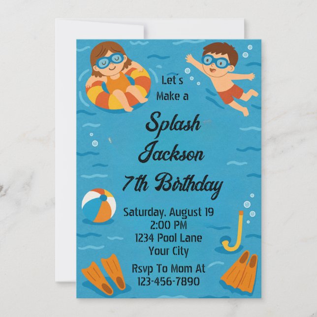 Invitación Summer Splash Birthday (Anverso)