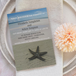 Invitación Summer Starfish Beach Destination Wedding