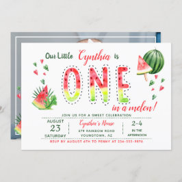 Invitación Summer Sweet Watermelon First Birday Photo