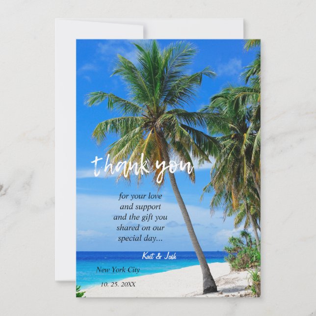 Invitación Summer Tropical Beach Boda Gracias CARTA (Anverso)