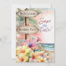 Invitación Summer Tropical Beach Luau Save Date Card