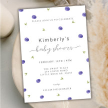 Summer Watercolor Blueberry Baby Shower