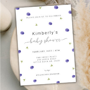 Invitación Summer Watercolor Blueberry Baby Shower