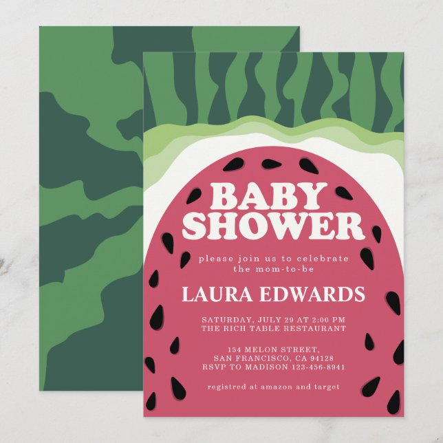 Invitación Summer Watermelon Sweet Melon Baby Shower (Anverso / Reverso)