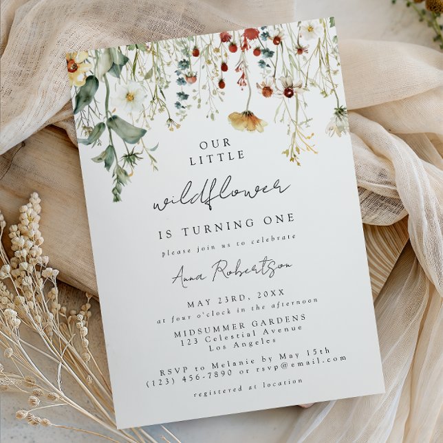 Invitación Summer Wildflower Field 1st Birthday Invitation (Subido por el creador)