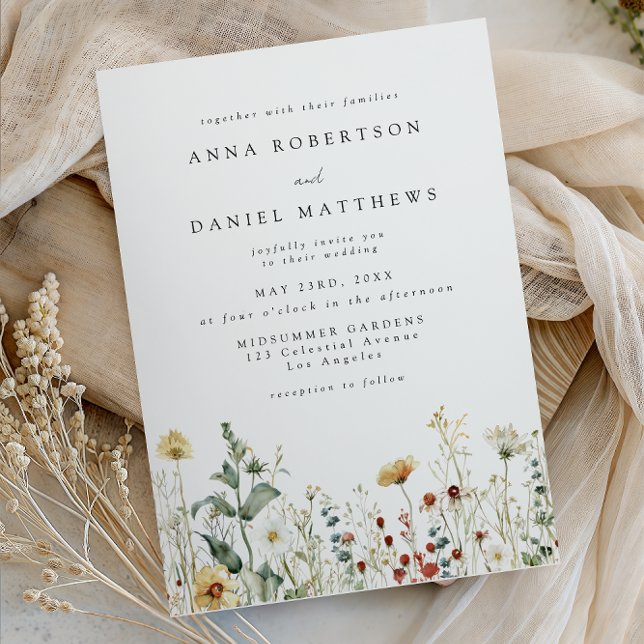 Invitación Summer Wildflower Field Wedding Invitation (Subido por el creador)