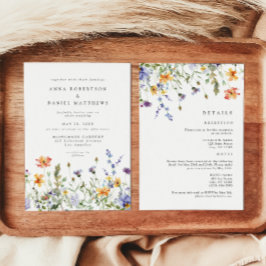 Invitación Summer Wildflower Garden All-in-One Wedding