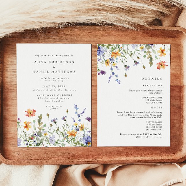 Invitación Summer Wildflower Garden All-in-One Wedding (Subido por el creador)