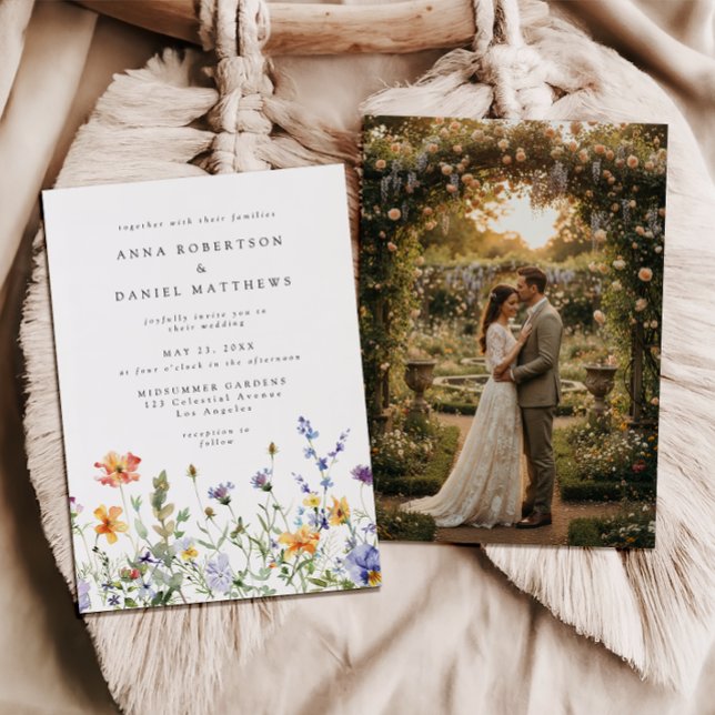 Invitación Summer Wildflower Garden Photo Wedding Invitation (Subido por el creador)
