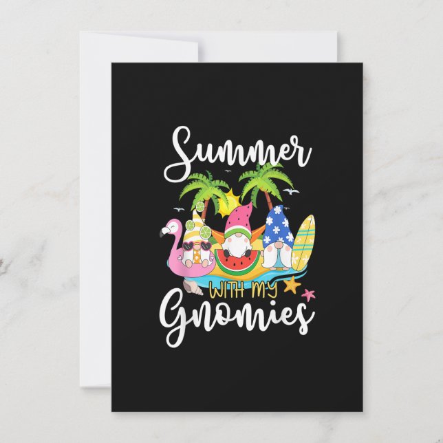 Invitación Summer With My Gnomies Cute Garden Gnomes Family V (Anverso)