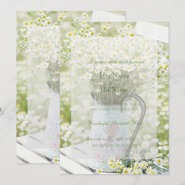 Invitación Summerfield Daisies Chamomile Flower Boda (Anverso / Reverso)