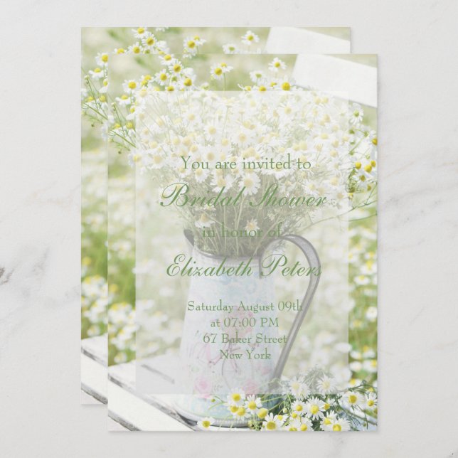 Invitación Summerfield Daisies Chamomile Flower Bridal Shower (Anverso / Reverso)