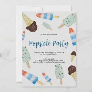Invitación Summertime Watercolor Popsicle Party Invitation