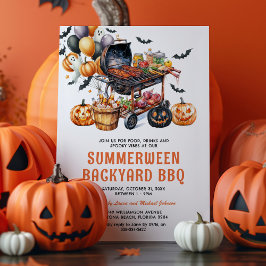 Invitación Summerween Halloween Backyard BBBBQ