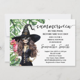 Invitación Summerween junto a la piscina antes de hacer ducha