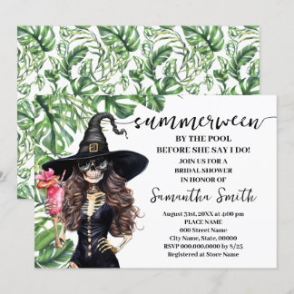 Invitación Summerween junto a la piscina antes de hacer ducha