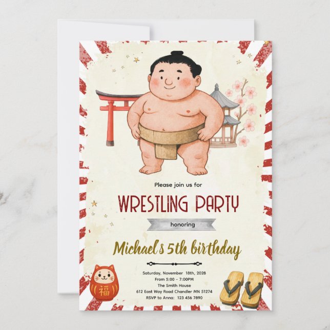 Invitación Sumo birthday party invitation (Anverso)