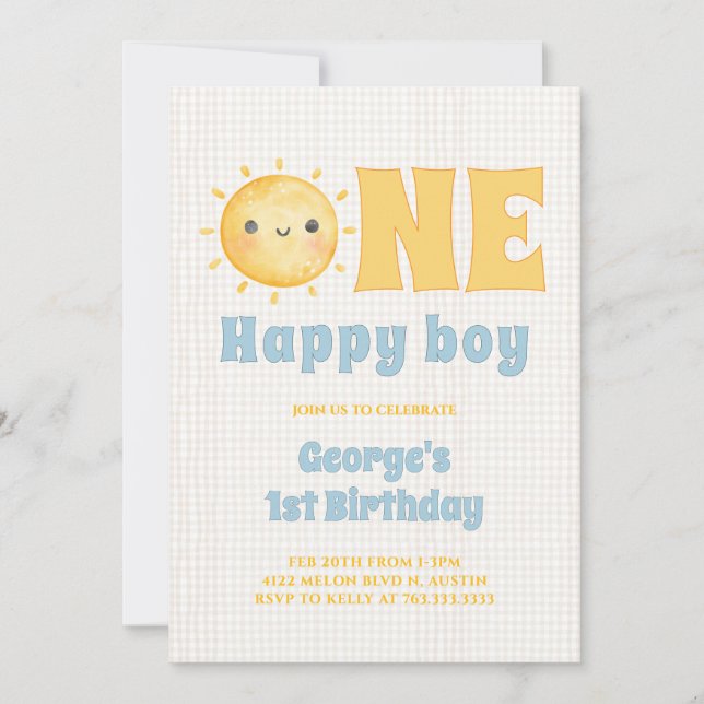 Invitación Sun Boy 1er cumpleaños (Anverso)