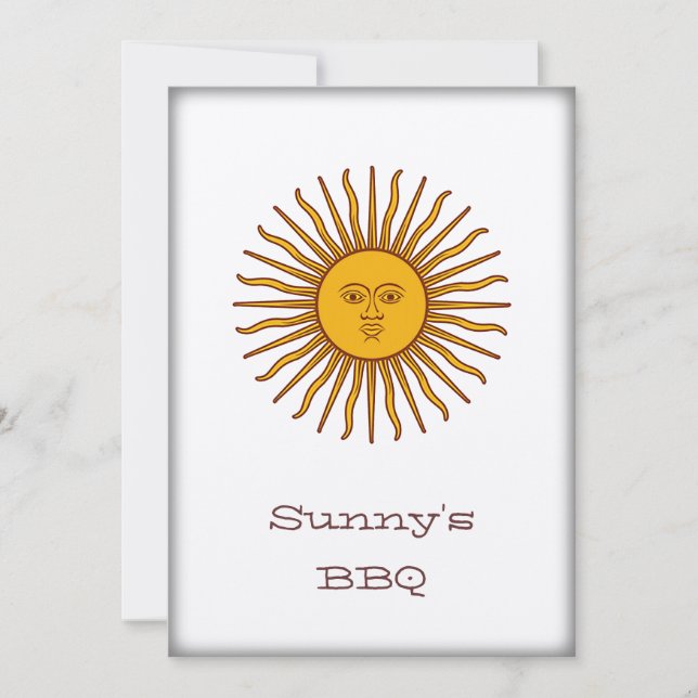 Invitación Sun de oro del fiesta del Bbq de mayo invita (Anverso)