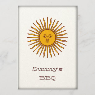 Invitación Sun de oro del fiesta del Bbq de mayo invita