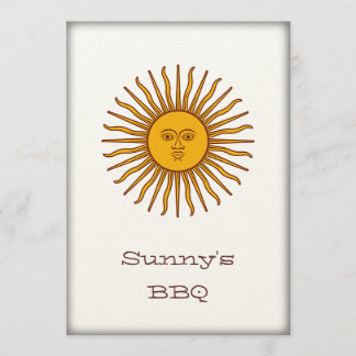 Invitación Sun de oro del fiesta del Bbq de mayo invita