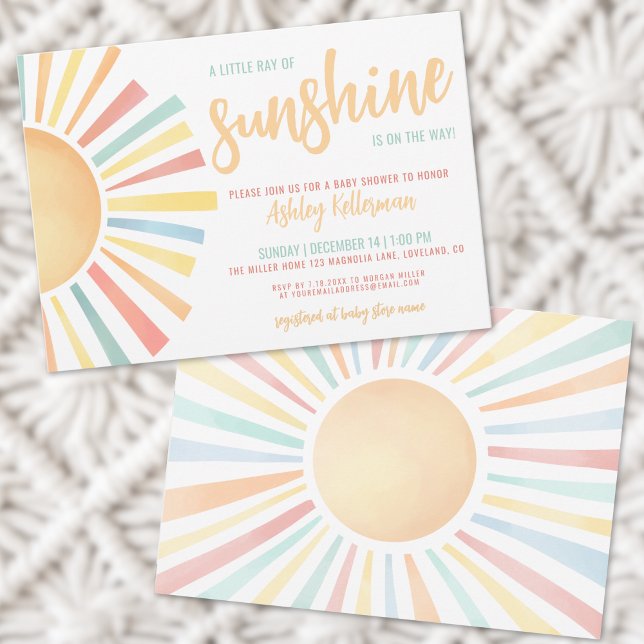 Invitación Sun Little Ray Of Sunshine Baby Shower (Sun Little Ray Of Sunshine Baby Shower Invitation)