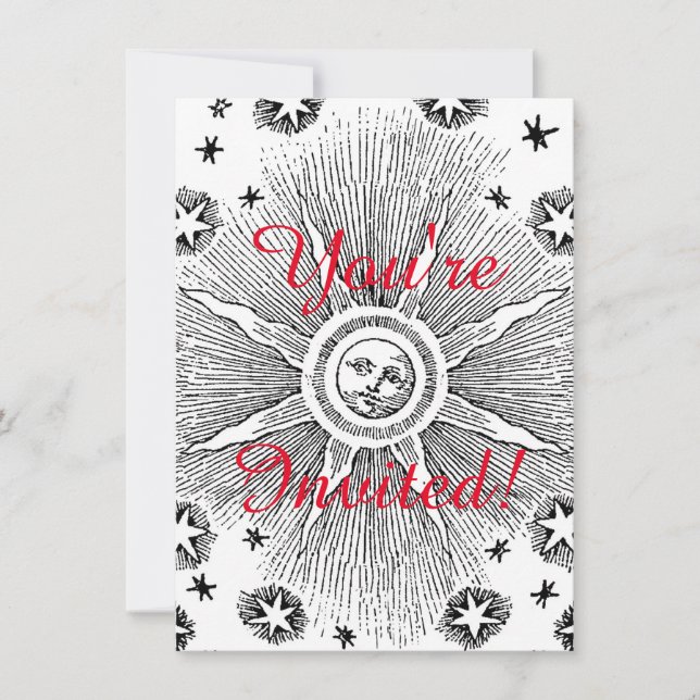 Invitación Sun Stars Noche de la antigüedad Cielo Medieval Zo (Anverso)