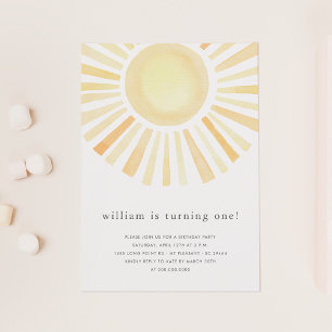 Invitación Sun Sunshine Boho primera fiesta de cumpleaños