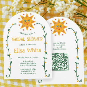 Invitación Sun & Vines Boho Arch Whimsical PERSONALIZADO QR B