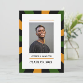 Invitación Sunburst | Graduación de foto negra de Naranja ver