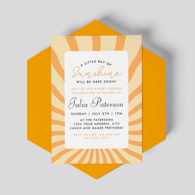 Invitación Sunburst Little Ray Of Sunshine Baby Shower (Subido por el creador)
