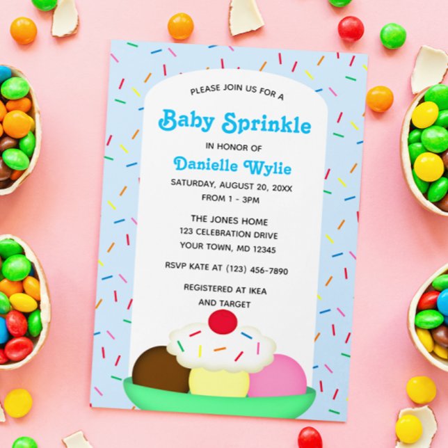 Invitación Sundae de helado con rociado de bebé azul (Subido por el creador)
