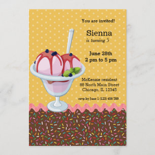 Invitación Sundae * elija color de fondo