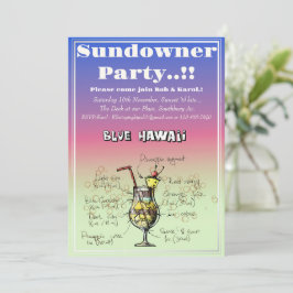 Invitación Sundowner Blue Hawaii Cocktail Fiesta