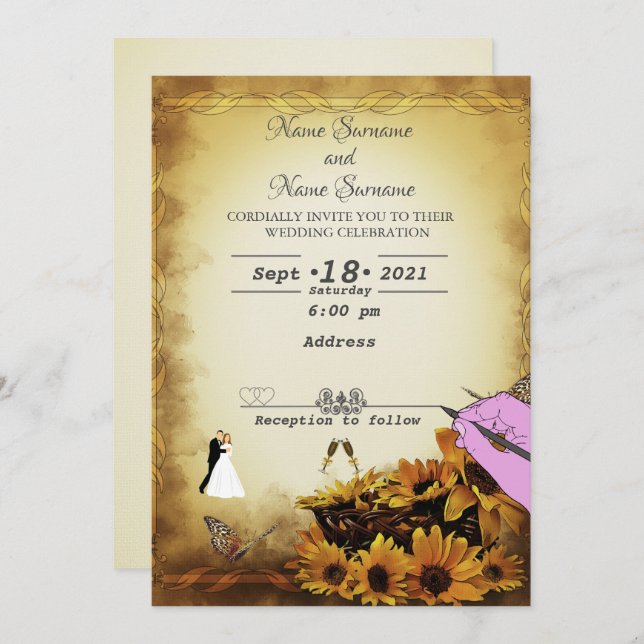 Invitación Sunflower (Anverso / Reverso)