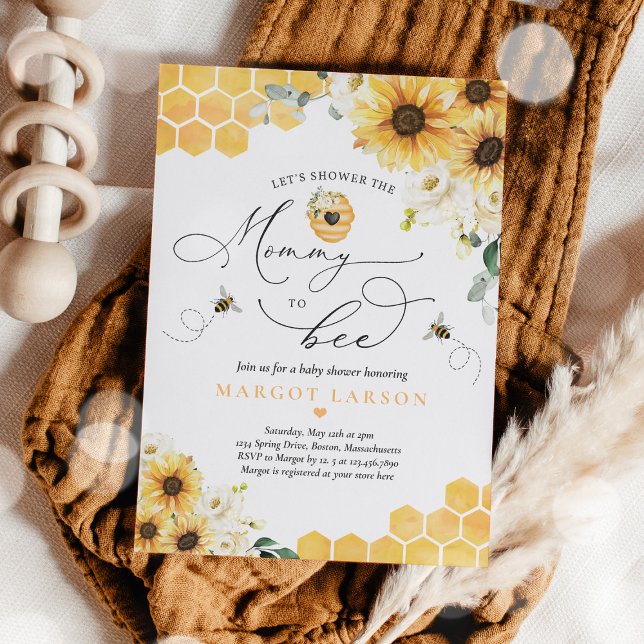Invitación Sunflower Abeja Baby Shower Mamá Para Adherirse A  (Subido por el creador)