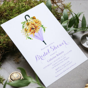 Invitación Sunflower acuarela Floral Paraguas Brillante Ducha