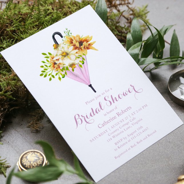 Invitación Sunflower acuarela Floral Paraguas Brillante Ducha (Subido por el creador)