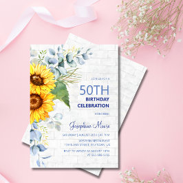 Invitación Sunflower Aged Wall Brick Greeneration Cumpleaños